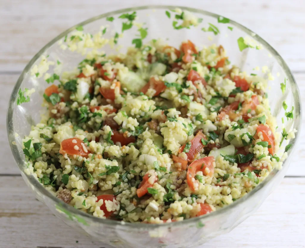 image showing freshly made taboule oriental in a bowl